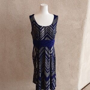 Make Offer! Perceptions Blue and Silver Scoop Neck Sundress